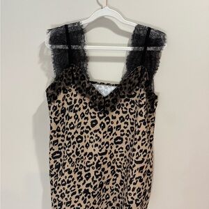 Leopard Print Dress with Black Lace Straps